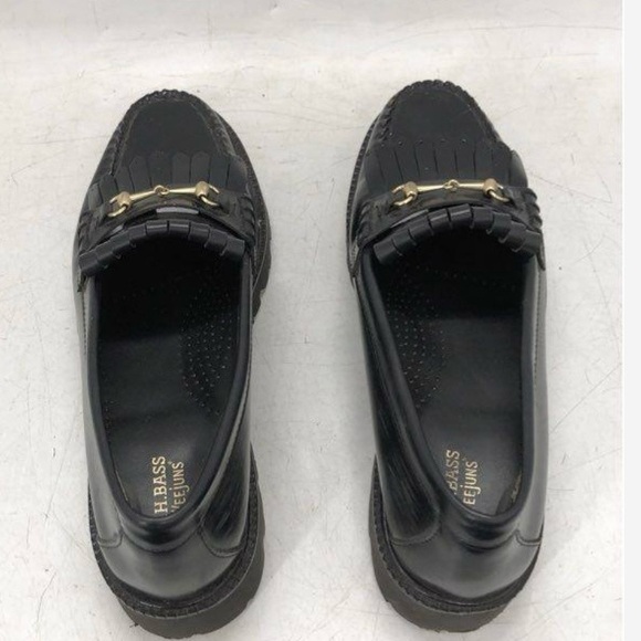 G.H. Bass & Co. Black Leather Fringe Loafers - Picture 5 of 8